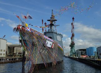 Seventh ballistic missile defence-capable destroyer enters Japanese service jmsdf js maya launch 002