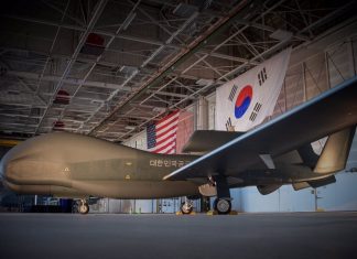 PHOTO: South Korea’s Northrop-Grumman RQ-4 Global Hawk unmanned aircraft ROKAF RQ 4 Global Hawk HALE UAS sm