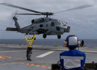 PHOTOS: HMAS Adelaide carries out first-of-class flight trials with MH-60R helicopter ran MH 60R HMAS Adelaide LHD Australian Navy 20200402ran8615597 0173