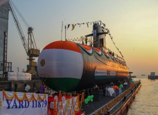 Launching of the Vagir, the fifth Indian Kalvari-class submarine with Scorpene® 02