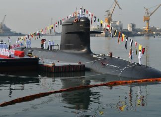 Commissioning of INS Karanj, the third Indian Kalvari-class submarine entirely made in India based on Scorpene design 20210310 160052