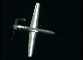 Israel MoD Successfully Completes its First-Ever Series of Interception Tests Employing an Airborne, High-Power Laser System UAS with High Power Laser spot seconds before interseption