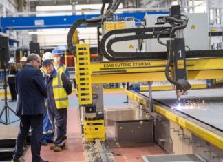 Babcock cuts steel for Royal Navy’s Type 31 frigate HMS VENTURER at Rosyth Babcock Sept 5 00F scaled 1