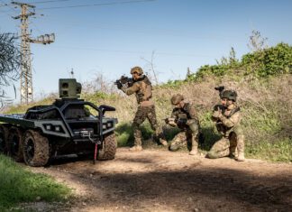Elbit Systems and Roboteam Introduce ROOK: New Multi-payload 6X6 Unmanned Ground Vehicle Elbit Systems 6X6 ROOK UGV operating alonside soldiers