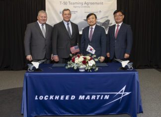 KAI escalates to strategic cooperative partner with Lockheed Martin 2. After signing the cooperation agreement from left LM Vice President Randy Howard President Greg Ulmer CEO Hyun ho Ahn of KAI and Managing Director Bong geun Lee scaled