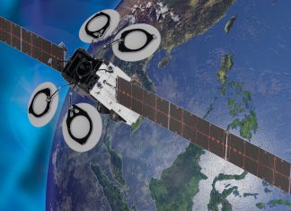 Boeing Delivers Nusantara Lima Satellite to Boost Connectivity in Indonesia Image of SNL satellite in space overlooking Indonesian archipelago